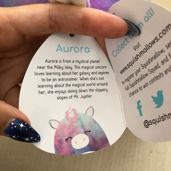 NWT Squishmallow Aurora 8" Blue + Purple Tie Dye Unicorn from 2020! - Picture 6 of 7